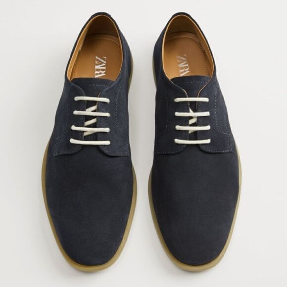 NWT Zara Soft Split Leather Derby Shoes - Picture 1 of 7